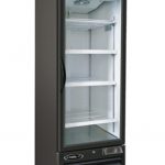 Black commercial freezer 1 glass swinging door 28