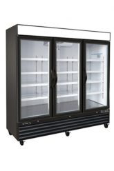 Black commercial freezer 3 glass swinging doors 81